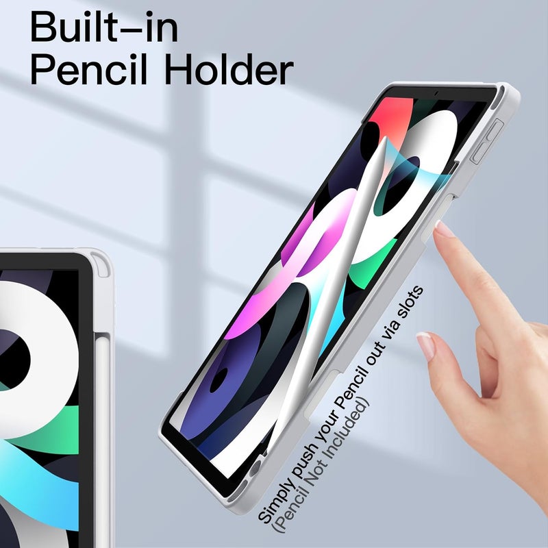 Jetech Case for iPad Air 11-Inch M4/M3/M2 (2026/2025/2024), iPad Air 5/4 (2022/2020 5th/4th) with Pencil Holder, Clear Transparent Back Slim Stand Shockproof Tablet Cover (Silver) - Image 5
