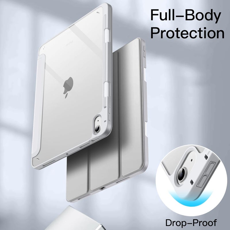 Jetech Case for iPad Air 11-Inch M4/M3/M2 (2026/2025/2024), iPad Air 5/4 (2022/2020 5th/4th) with Pencil Holder, Clear Transparent Back Slim Stand Shockproof Tablet Cover (Silver) - Image 4