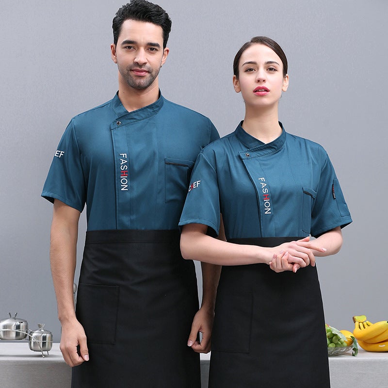 Chef Uniform Short-Sleeved Men'S Summer Wear Breathable Chef Work Clothes Custom Printed Kitchen Clothes Restaurant El Catering Women - Image 1