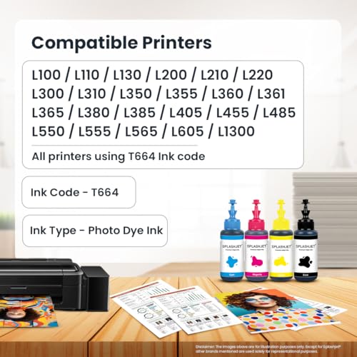 Splashjet T664 Black Compatible Refill Ink for Epson L130, L360, L380, L361, L565, L210, L220, L310, L350, L355, L365, L385, L550, L555, L605, L1300 Printer - (70g x 2 Bottle) Black - 501757 - Image 4