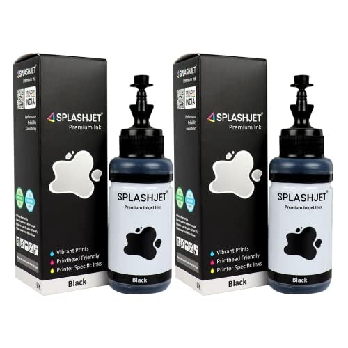 Splashjet T664 Black Compatible Refill Ink for Epson L130, L360, L380, L361, L565, L210, L220, L310, L350, L355, L365, L385, L550, L555, L605, L1300 Printer - (70g x 2 Bottle) Black - 501757 - Image 1