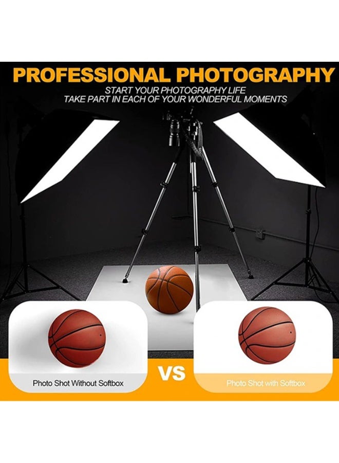 Glanfen Professional 50x70cm Photography Softbox Lighting Kit with 135W 5500K LED Bulbs, Adjustable Stand & Carry Bag - Image 3