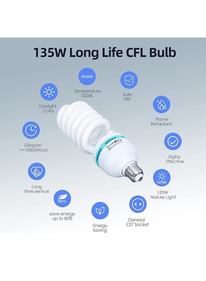 Glanfen Professional 50x70cm Photography Softbox Lighting Kit with 135W 5500K LED Bulbs, Adjustable Stand & Carry Bag - Image 3