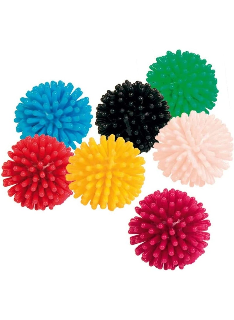 erorex Hedgehog Ball Cat Toy 3 cm Pack of 7 Colorful Spiky Rubber Play Balls for Cats and Kittens - Image 1