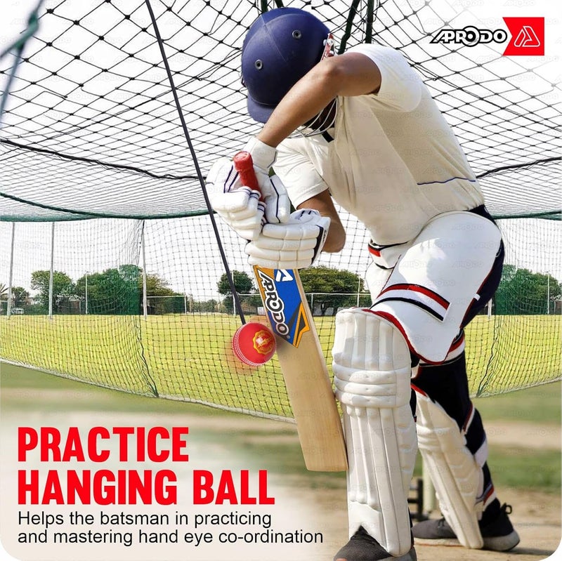 Aprodo Synthetic I Ball with a Cord Cricket Hanging Durable Recommended for Practice Traning, Knocking with Rope Threaded in Seam (Red-Hanging Ball) - Image 3