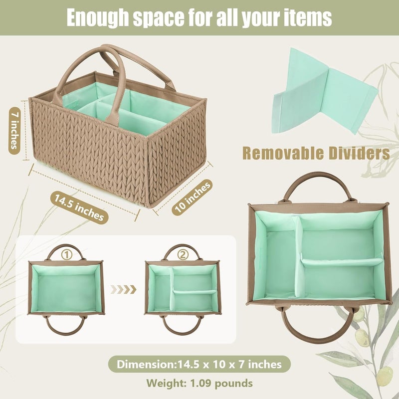 MOMINSIDE منظم حفاضات MOMINSIDE لحضانة الأطفال تخزين محمول طاولة تغيير سيارة للبنات والأولاد مستلزمات حديثي الولادة بني - Image 2