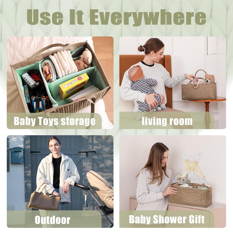 MOMINSIDE منظم حفاضات MOMINSIDE لحضانة الأطفال تخزين محمول طاولة تغيير سيارة للبنات والأولاد مستلزمات حديثي الولادة بني - Image 3