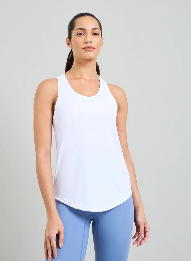 Take Two White Racerback Activewear Tank Top