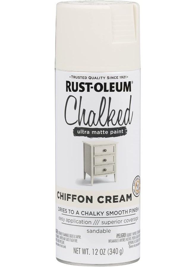 Rust-Oleum Chalked Ultra Matte Spray Paint, Chiffon Cream, 12 Ounce - Image 1