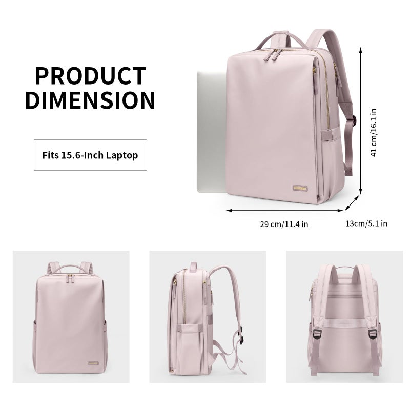 GOLF SUPAGS Stylish Laptop Backpack for Women Airline Approved Perfect for Work College and Travel Multi-Functional Casual Daypack Fits 15.6 Inch Notebook (Pinkish Grey) - Image 5