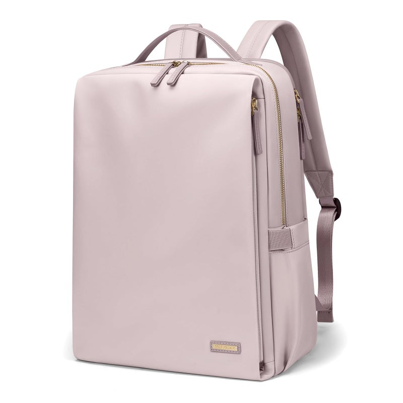 GOLF SUPAGS Stylish Laptop Backpack for Women Airline Approved Perfect for Work College and Travel Multi-Functional Casual Daypack Fits 15.6 Inch Notebook (Pinkish Grey) - Image 1