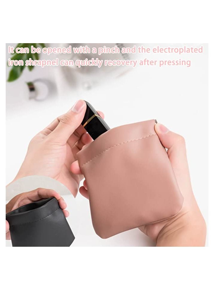 4pcs Lambskin Pocket Cosmetic Bag Waterproof Portable Small Makeup Bag No Zipper Self closing Small Makeup Pouch for Women Mini Makeup Bag Travel Storage for Cosmetics Headphones Jewelry - Image 4