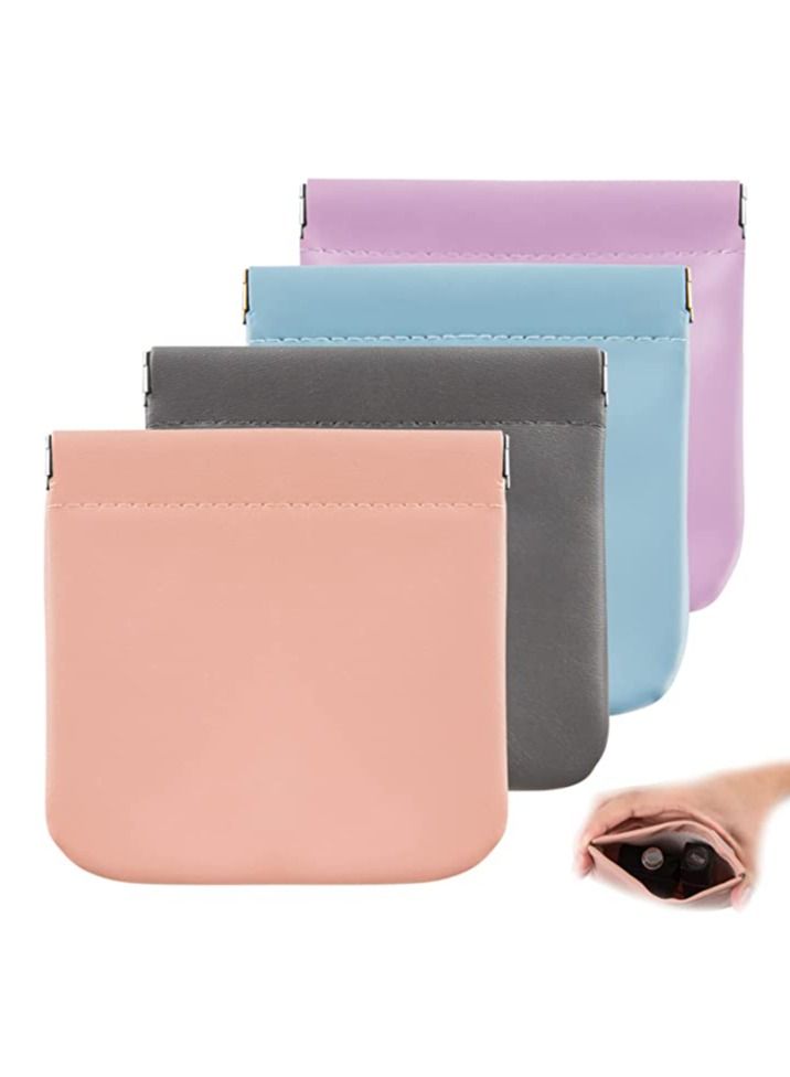 4pcs Lambskin Pocket Cosmetic Bag Waterproof Portable Small Makeup Bag No Zipper Self closing Small Makeup Pouch for Women Mini Makeup Bag Travel Storage for Cosmetics Headphones Jewelry - Image 1