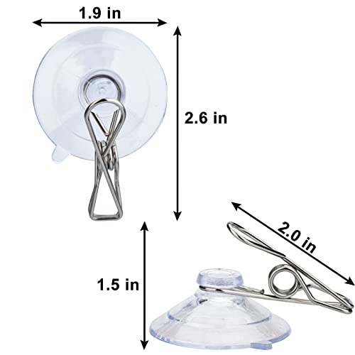 AccEncyc 24Pcs Suction Cup Clips for Windows 2" Suction Clips Clear Suction Cup Clamp Holder Suction Cup with Spring Clamps Sucker clamp Clip Window Swivel Clip with Suction Cup - Image 2