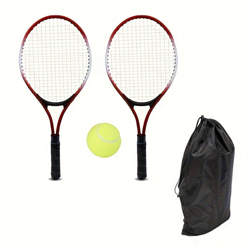 HONGHUOING 2 Tennis Rackets + 1 Tennis Ball - Durable Training Set for Beginners with Storage Bag - Image 1