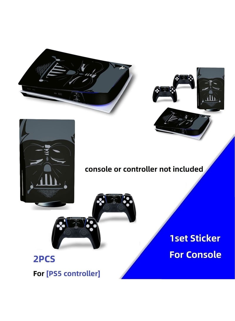 Skin Set Protective Vinyl Decal Stickers Wrap Cover Full Body Protective Film for Playstation 5 Console and 2 Controllers (CD-Driver Console Edition) (e001) - Image 3