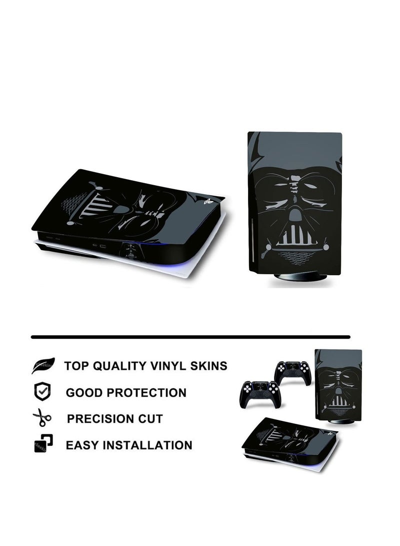 Skin Set Protective Vinyl Decal Stickers Wrap Cover Full Body Protective Film for Playstation 5 Console and 2 Controllers (CD-Driver Console Edition) (e001) - Image 4