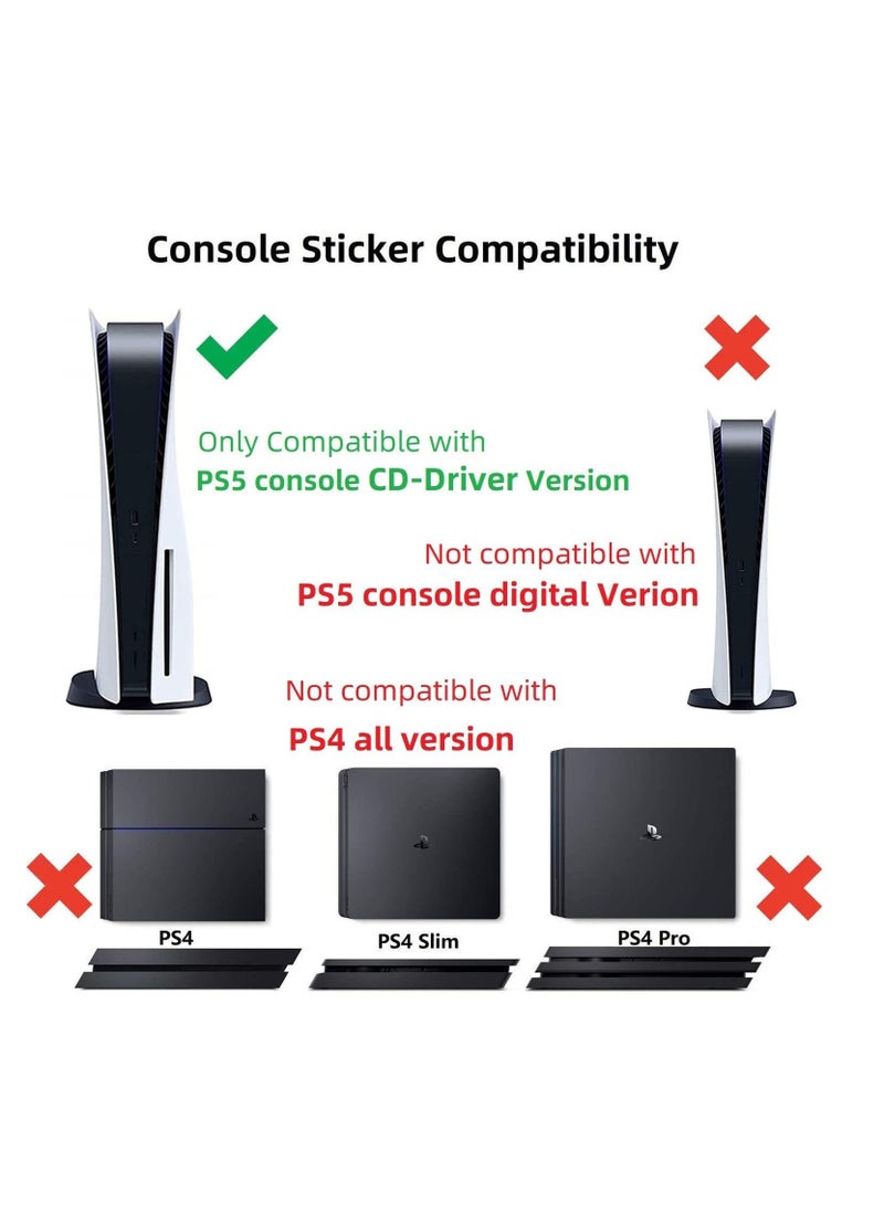 Skin Set Protective Vinyl Decal Stickers Wrap Cover Full Body Protective Film for Playstation 5 Console and 2 Controllers (CD-Driver Console Edition) (e001) - Image 2