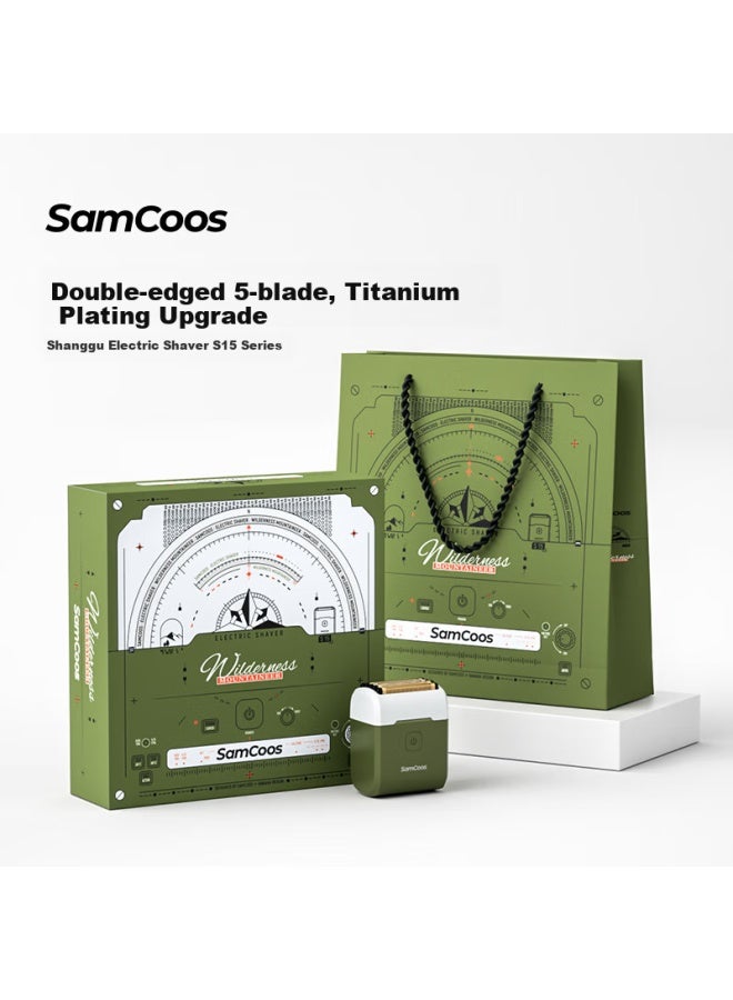 Samcoos Titanium Blade Shaver With Reciprocating Five-blade Head, Upgraded Electric Portable Mini Beard Trimmer, New Year Gift For Men's Razor - Image 1