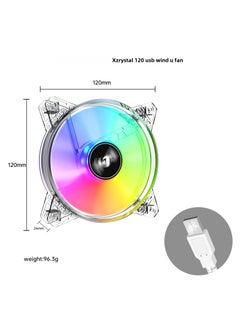 Generic 5V USB-Powered Cooling Fan with LED for Laptops Crystal 12CM Color 5V USB Fan 