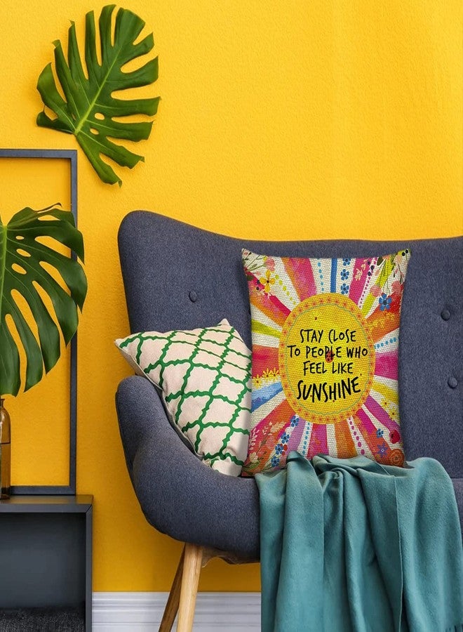 Littlefa Inspiring Gifts Cute Colour Sunshine Throw Pillow Cover Sunshine Cushion Cover Decorative Pillowcase Living Room Bedroom Decor for Girls Friends Daughter Niece Women - Stay Close - Image 4