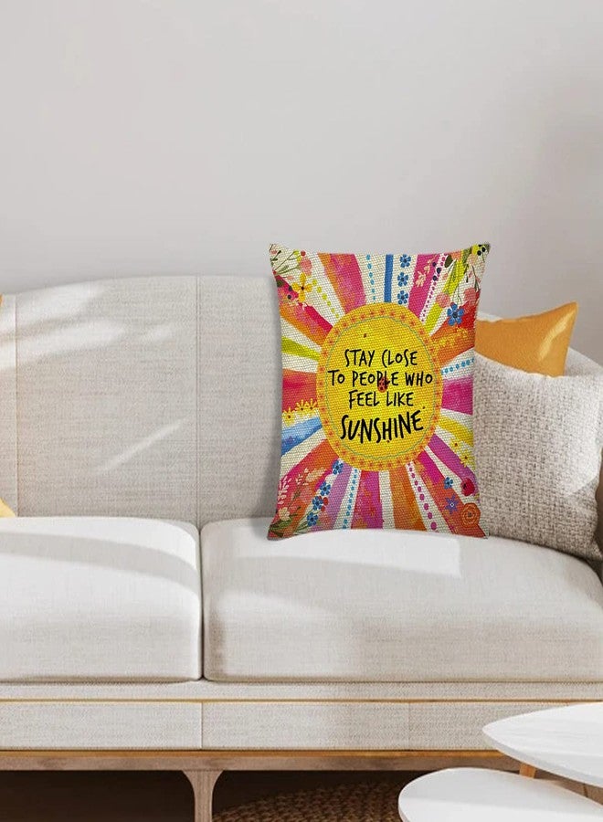 Littlefa Inspiring Gifts Cute Colour Sunshine Throw Pillow Cover Sunshine Cushion Cover Decorative Pillowcase Living Room Bedroom Decor for Girls Friends Daughter Niece Women - Stay Close - Image 3