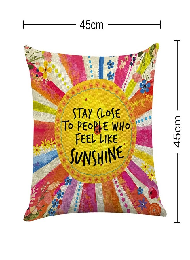 Littlefa Inspiring Gifts Cute Colour Sunshine Throw Pillow Cover Sunshine Cushion Cover Decorative Pillowcase Living Room Bedroom Decor for Girls Friends Daughter Niece Women - Stay Close - Image 2