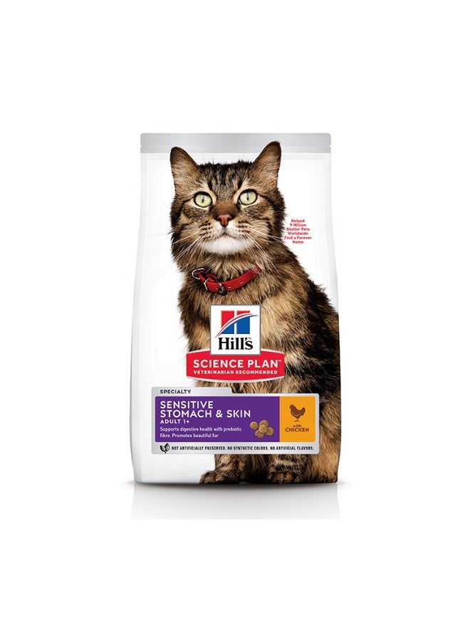 هيلز Hill's Science Plan Sensitive Stomach & Skin Adult Cat Food with Chicken 1.5kg - Image 1