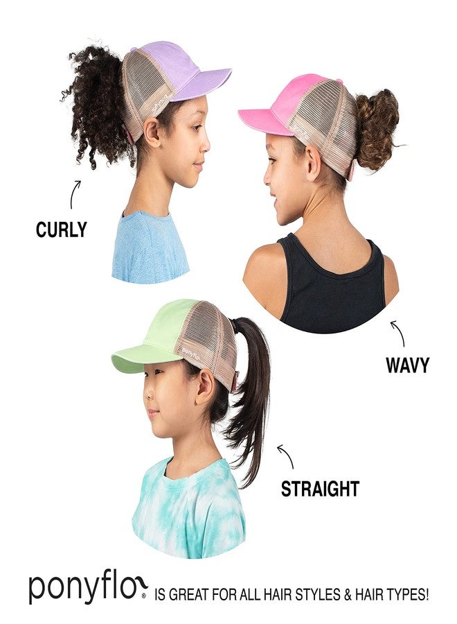 Ponyflo Original Kids Tie Dye Mesh Back Ponytail and Messy Bun Pony Cap with Full Back Opening - Image 5