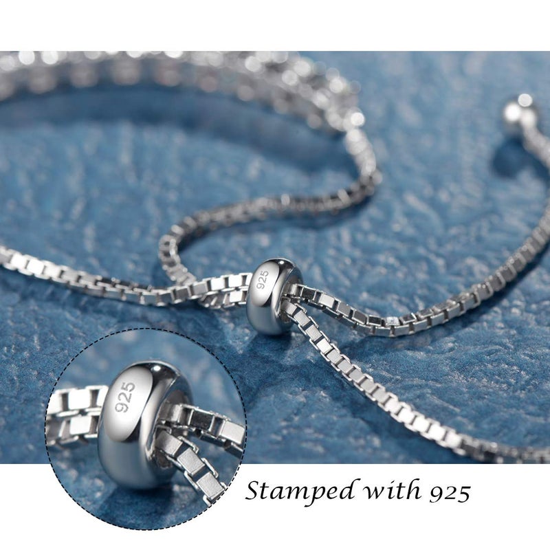 FANCIME March Birthstone Jewelry Aquamarine Bracelet for Women Sterling Silver 4mm Gemstone Tennis Bracelet Bolo Adjustable Chain Fine Jewelry Birthday Gifts for Women Mom Wife Her - Image 5