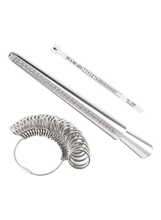 Gauge And Ruler For Ring Size Measurement Set Silver - Image 1