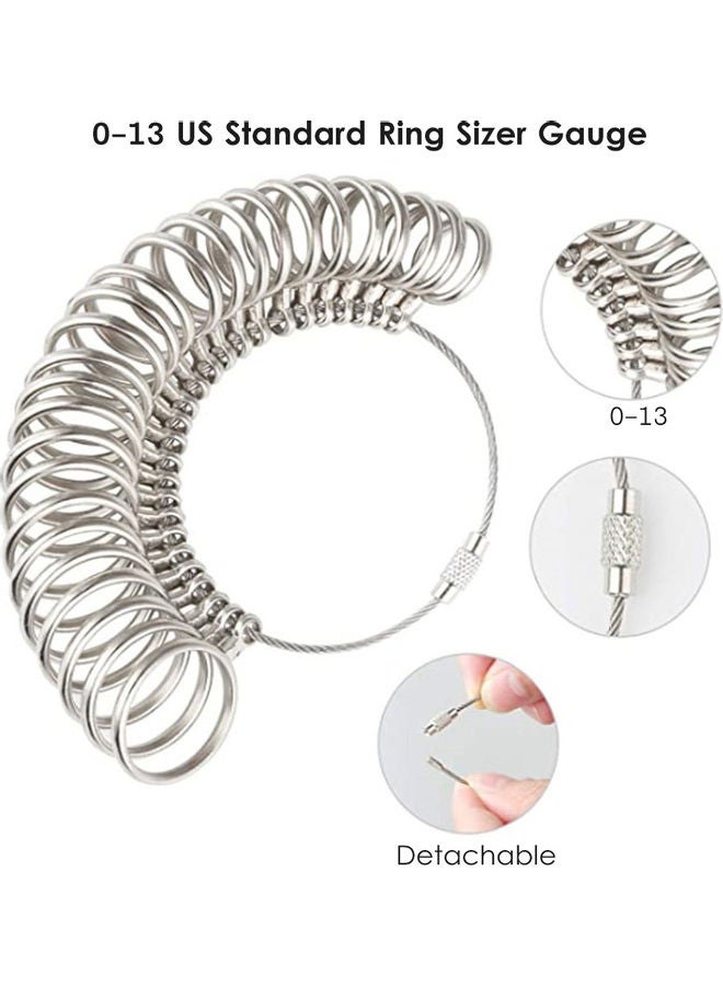 Gauge And Ruler For Ring Size Measurement Set Silver - Image 2