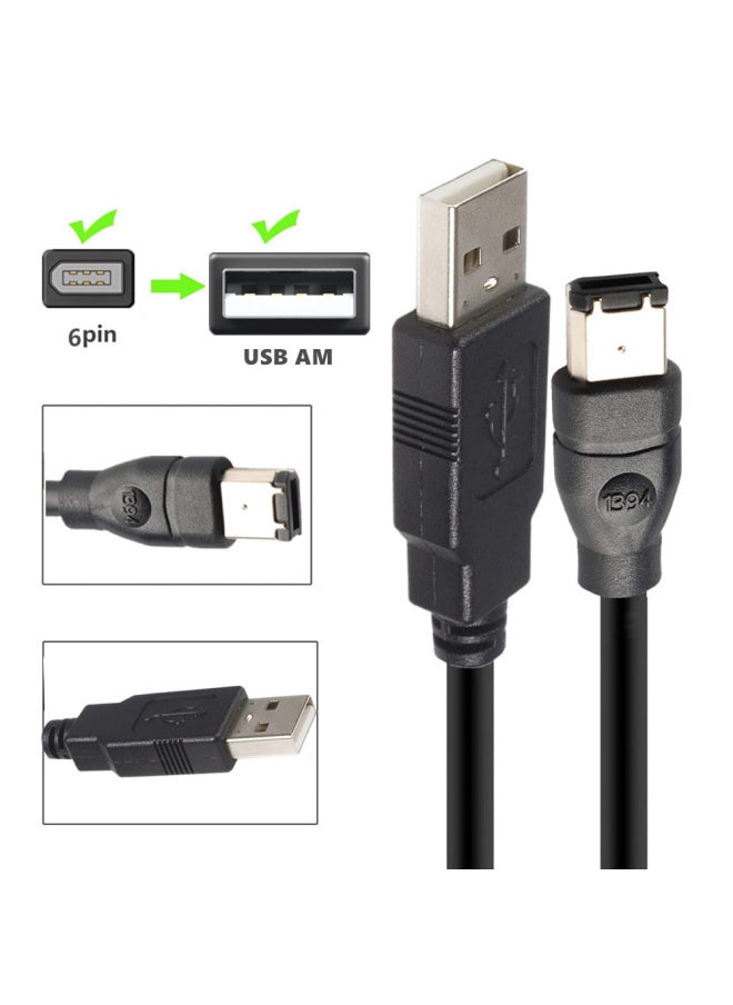 Generic - Standard Copper Wire IEEE400 1394 Firewire USB AM To 6p Cable USB To 1394 Sound Card Connection-Color:3 M - Image 1