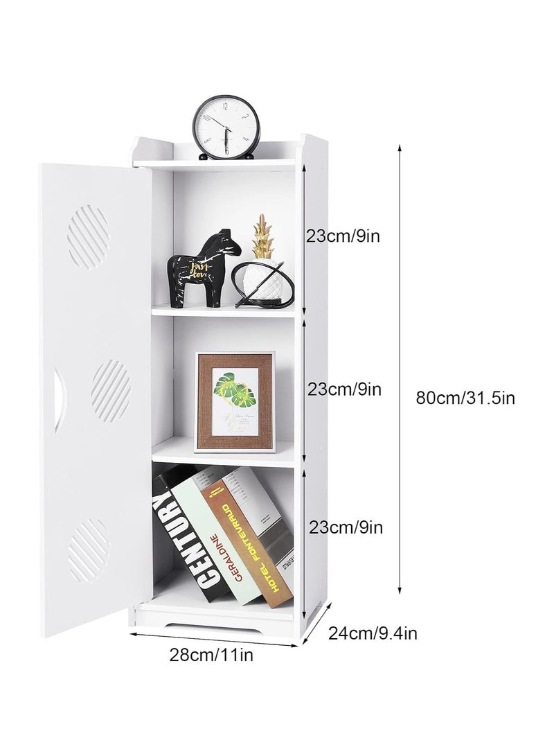 تي بي جي بي خزانة أرضية بيضاء للحمام - وحدة تخزين متعددة الاستخدامات، خزانة أثاث حمام قائمة بذاتها مع باب ورفوف لغرفة المعيشة، غرفة النوم، المطبخ - Image 3