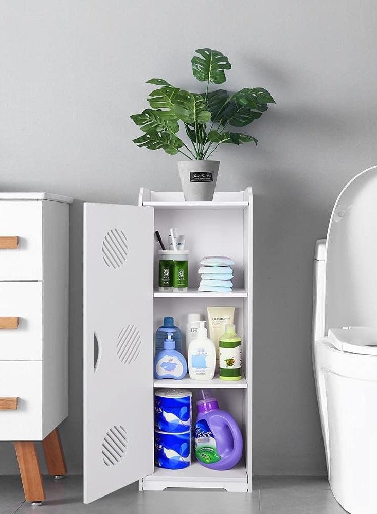 تي بي جي بي خزانة أرضية بيضاء للحمام - وحدة تخزين متعددة الاستخدامات، خزانة أثاث حمام قائمة بذاتها مع باب ورفوف لغرفة المعيشة، غرفة النوم، المطبخ - Image 5
