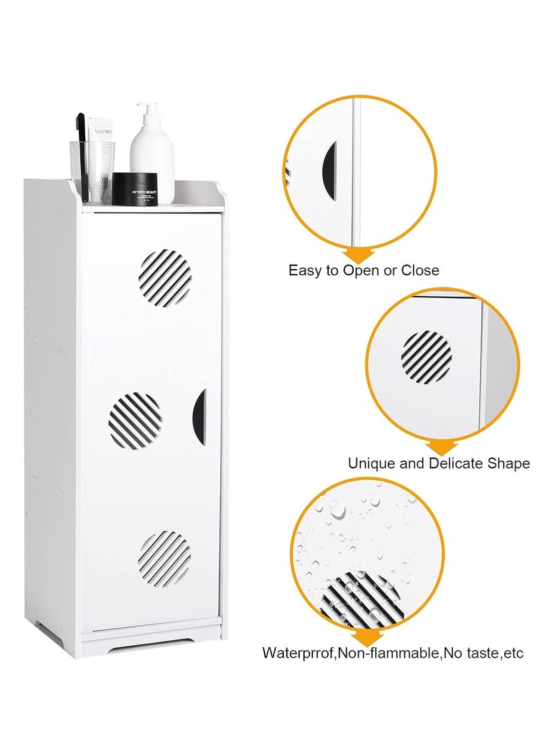 تي بي جي بي خزانة أرضية بيضاء للحمام - وحدة تخزين متعددة الاستخدامات، خزانة أثاث حمام قائمة بذاتها مع باب ورفوف لغرفة المعيشة، غرفة النوم، المطبخ - Image 2