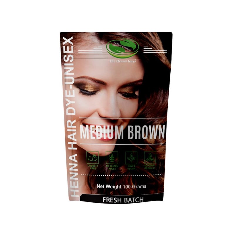 The Henna Guys 1 Pack Of Medium Brown Henna Hair & Beard Color/Dye 100 Grams - Natural Hair Color, Plant-based Hair Dye - The Henna Guys - Image 1