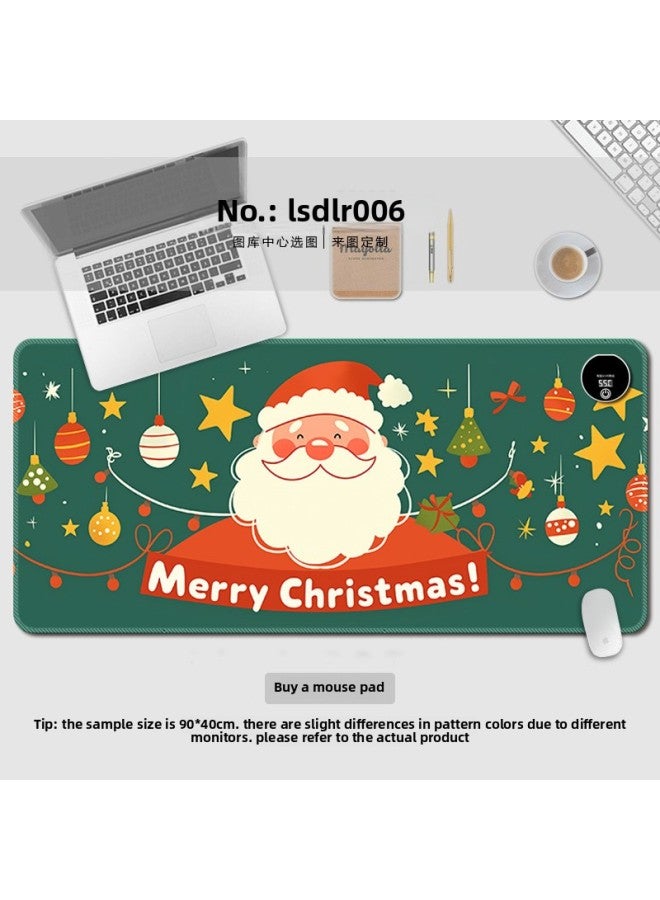 Happy Santa Claus Heating Mouse Pad Oversized Cartoon Computer Desk Pad Office Game Wrist Keypad Pad-Color:330*800*1.6mm Boxed-Pattern:Lsdlr006 - Image 1