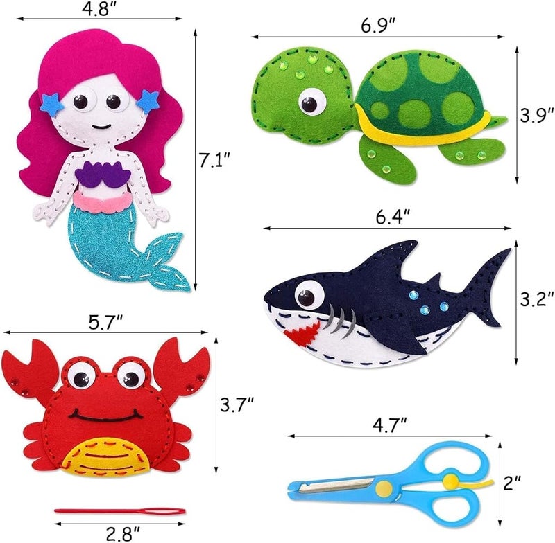 TERRIFI Felt Sewing Kit, Ocean Animals DIY Art Craft Felt Set Beginners Sewing Set for Boys and Girls Educational Gift, Fun and Educational Sea Animal Craft Set for Beginner - Image 5