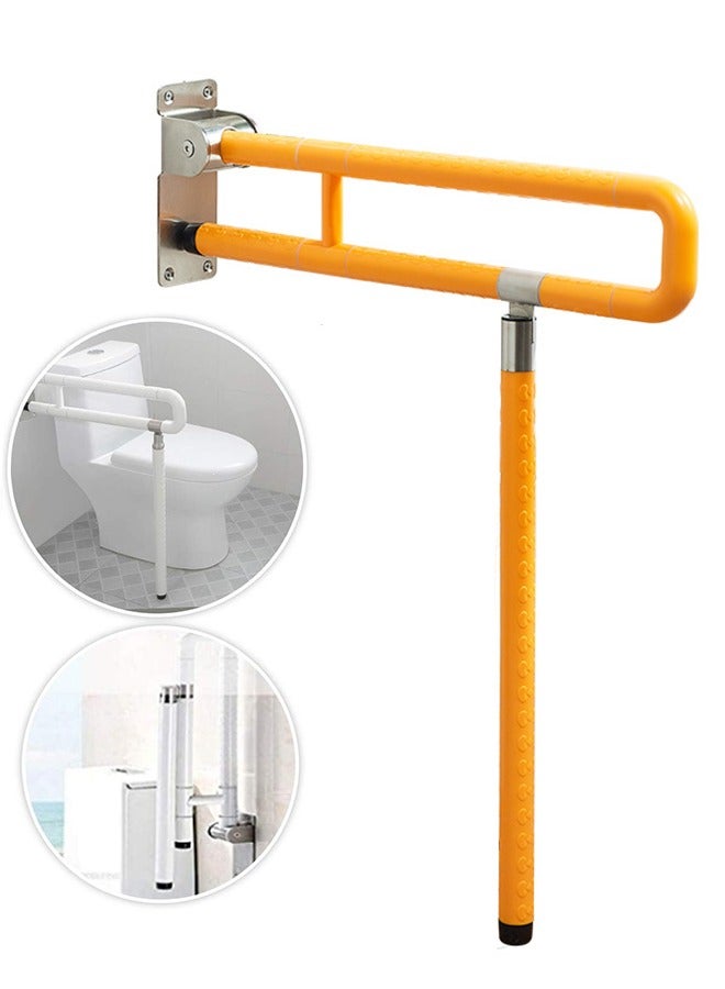 Hihonor Foldable Toilet Grab Bar 304 Stainless Steel Medical Safety Shower Handrails Anti Slip Bathroom Seat Support Bar Flip-Up Bathtub Grab Arm Bar Hand Grips for Disabled Elderly Handicap Pregnant(Orange)  - Image 1