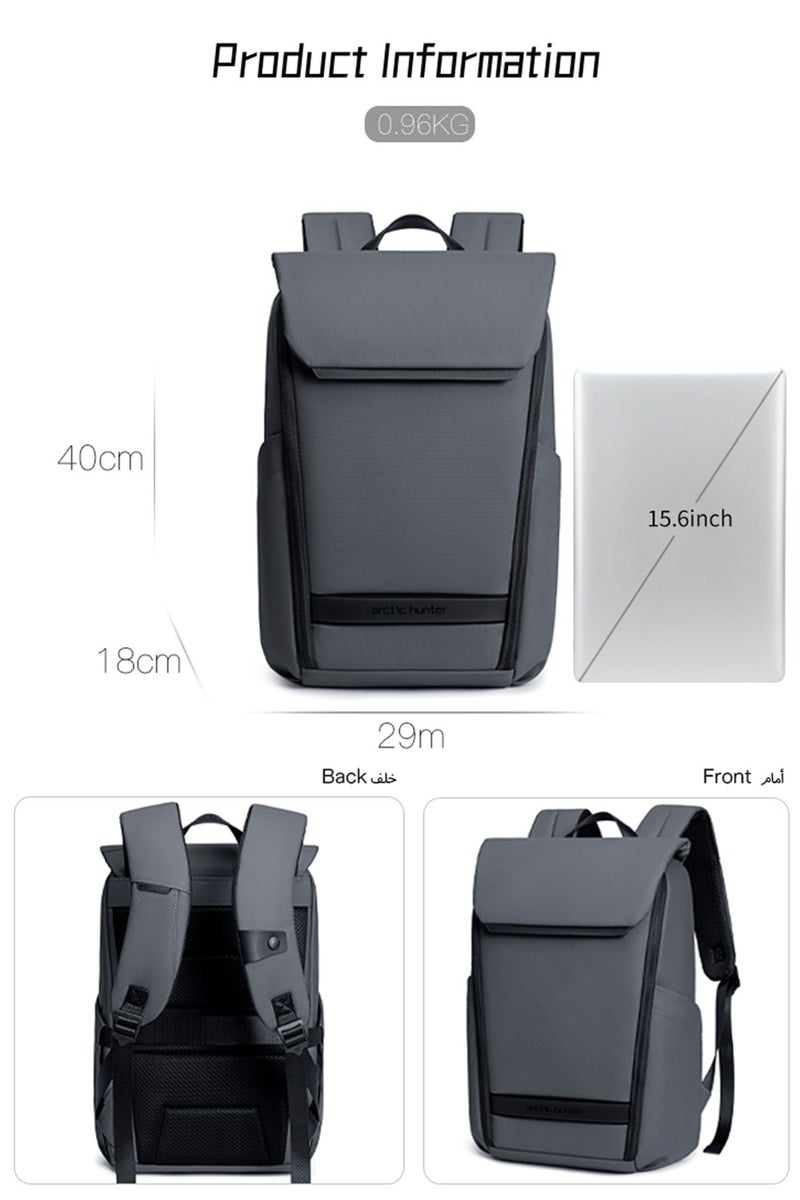 ARCTIC HUNTER College Laptop Bag, Business Travel Durable Work Backpack with Laptop Compartment for Men, Grey - Image 3