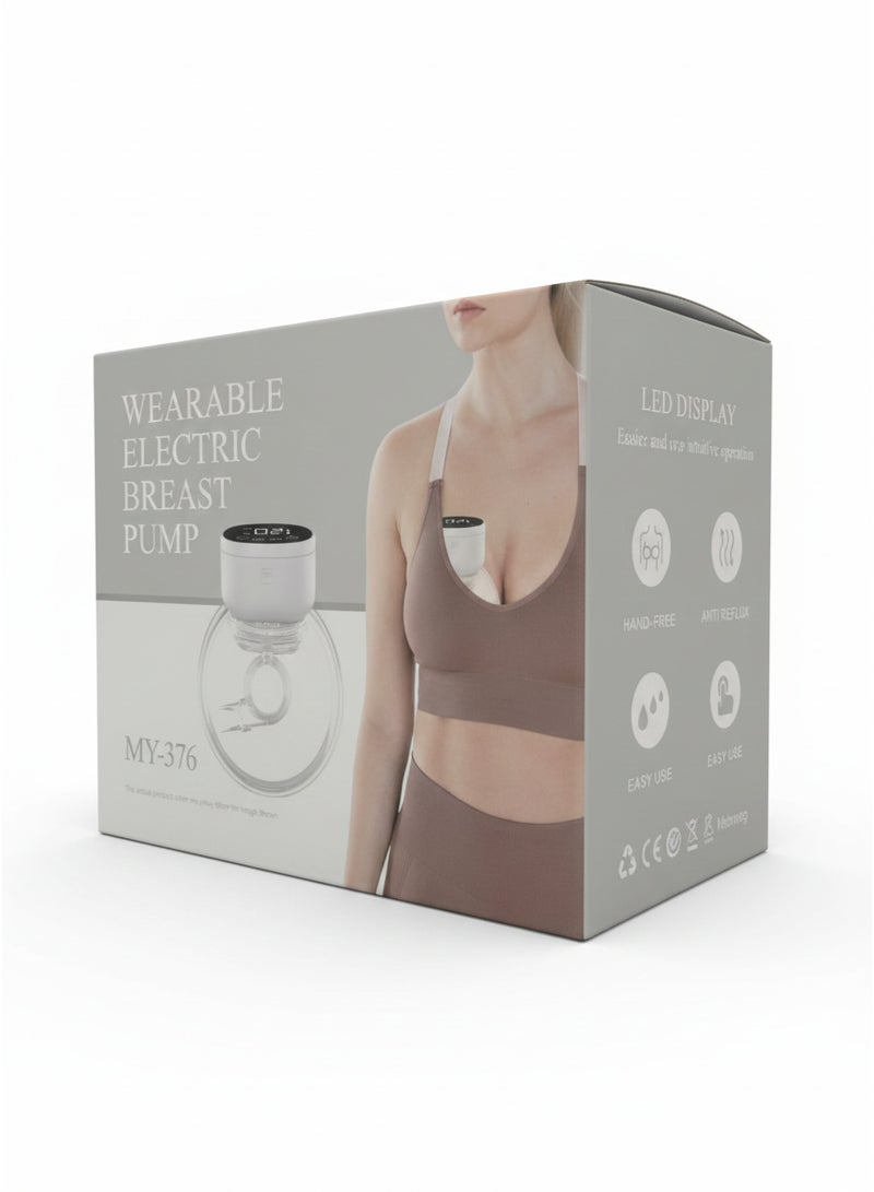 مضخة ثدي كهربائية قابلة للارتداء (Wearable Electric Breast Pump) - لون أسود فاخر، تصميم بدون استخدام اليدين - صامتة ومزودة بشاشة LED ذكية للتحكم السهل - آمنة ومضادة للارتجاع. - Image 2