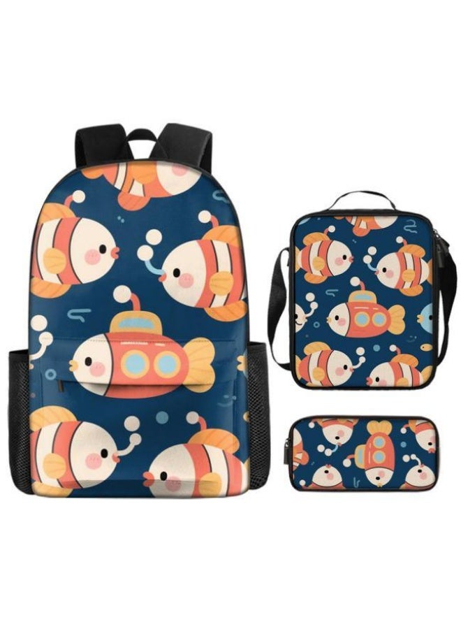 [Super new special offer] Cartoon theme bag three-piece set | double-shoulder + hand-held + storage pen bag | gift self-use good-looking - 422  - Image 1