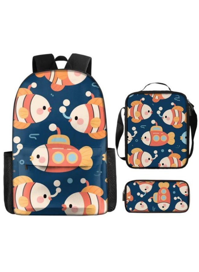 [Super new special offer] Cartoon theme bag three-piece set | double-shoulder + hand-held + storage pen bag | gift self-use good-looking - 422  - Image 2