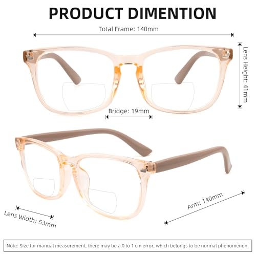 FEIVSN 3 Pack Bifocal Reading Glasses for Women Men Bi-focal Readers PC Frame Fixed Hinge Dual Focal Clear Top Eyewear, Black + Pretty Pink + Pea Color, +2.50 - Image 3