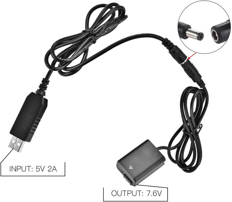 كلاراكو محول بطارية افتراضية USB A6300 A5000، محول بطارية وهمية NP FW50 لسلسلة NEX 3 و5 و6 و7، وسلسلة Alpha 7، وA33 وA35 وA37 وA55 - Image 3