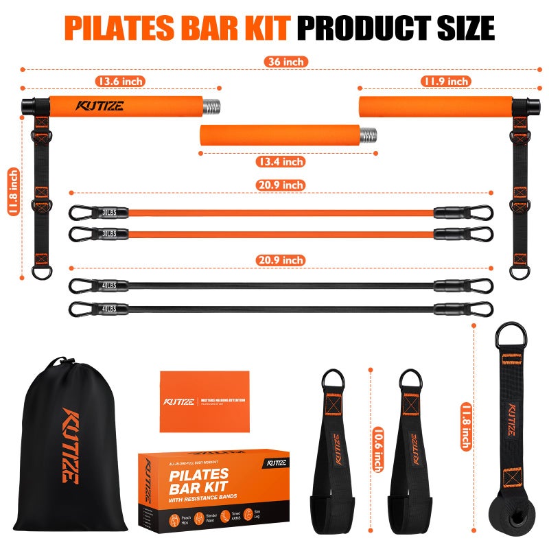 KUTIZE Pilates Bar Kit with Resistance Bands, Pilates Equipment, Multifunctional Resistance Bands with Bar for Women & Men, Home Gym Strength Training Equipment for Hip, Back, Arm, Full-Body Workouts - Image 4