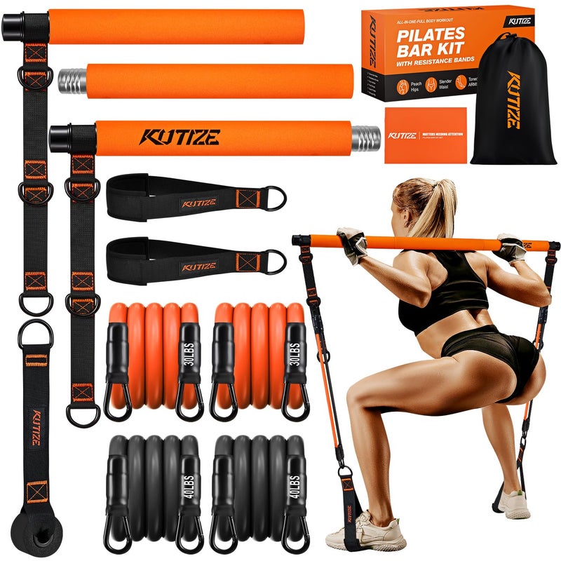 KUTIZE Pilates Bar Kit with Resistance Bands, Pilates Equipment, Multifunctional Resistance Bands with Bar for Women & Men, Home Gym Strength Training Equipment for Hip, Back, Arm, Full-Body Workouts - Image 1