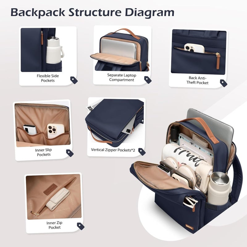 GOLF SUPAGS Stylish Laptop Backpack for Women Work College Travel Casual Daypack Fits 15.6 Inch Notebook - Image 4