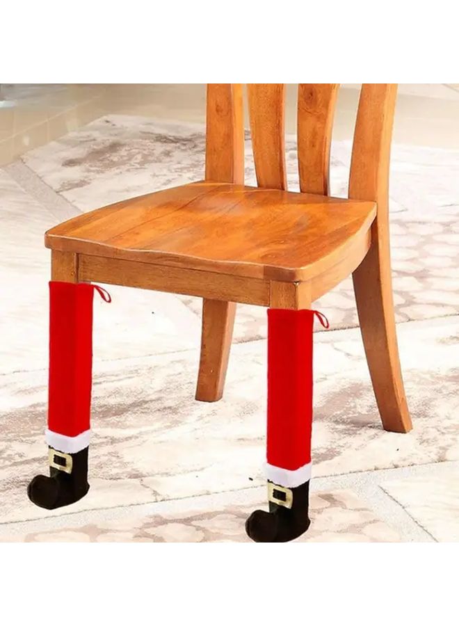 Christmas Chair Leg Covers 4pcs Red White Santa Design Durable Polyester Furniture Protectors - Image 2